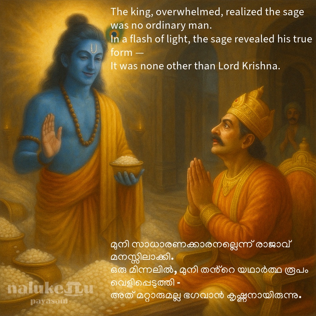 The king realised the sage was no ordinary man — he revealed himself as Lord Krishna