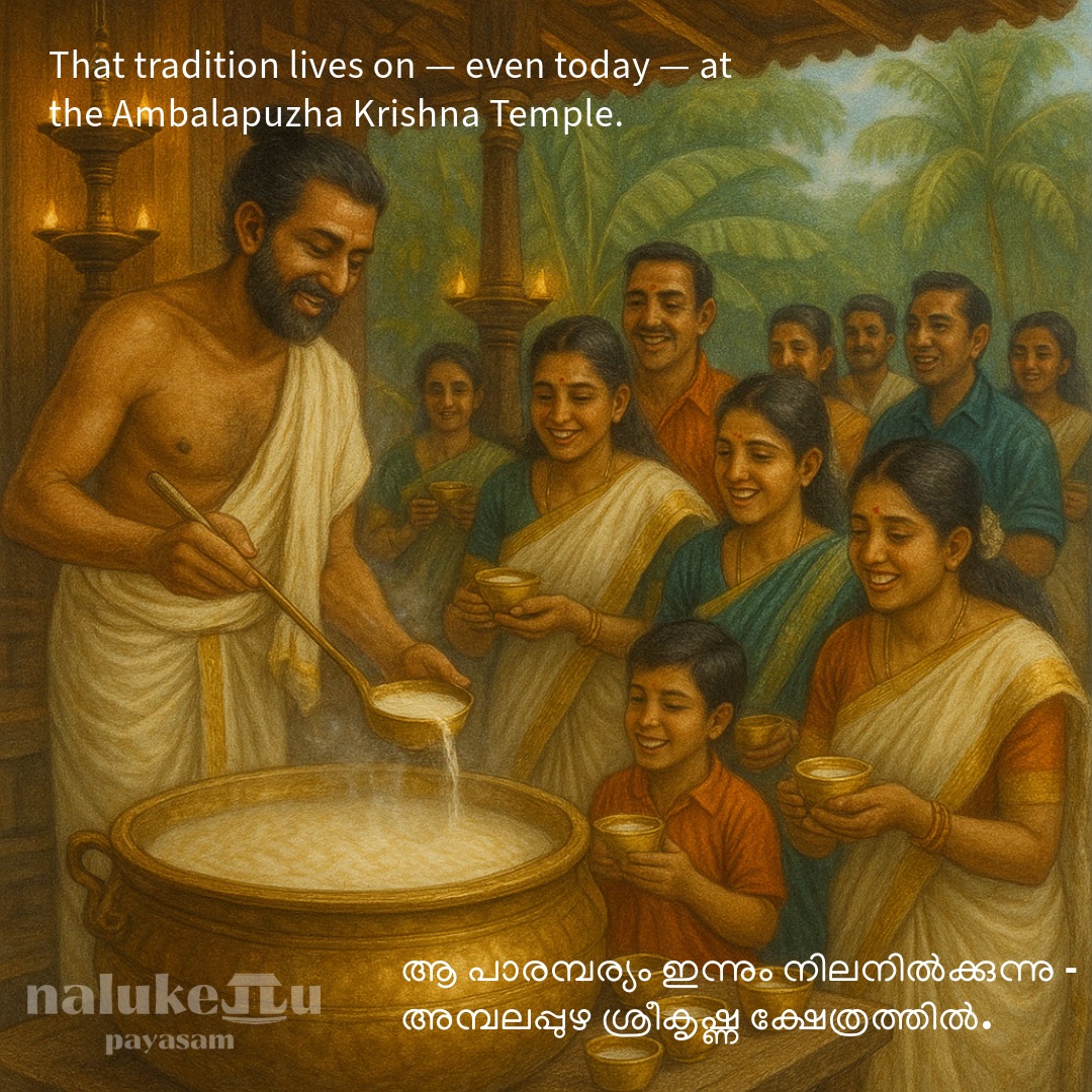 That tradition lives on even today, at the Ambalapuzha Krishna Temple